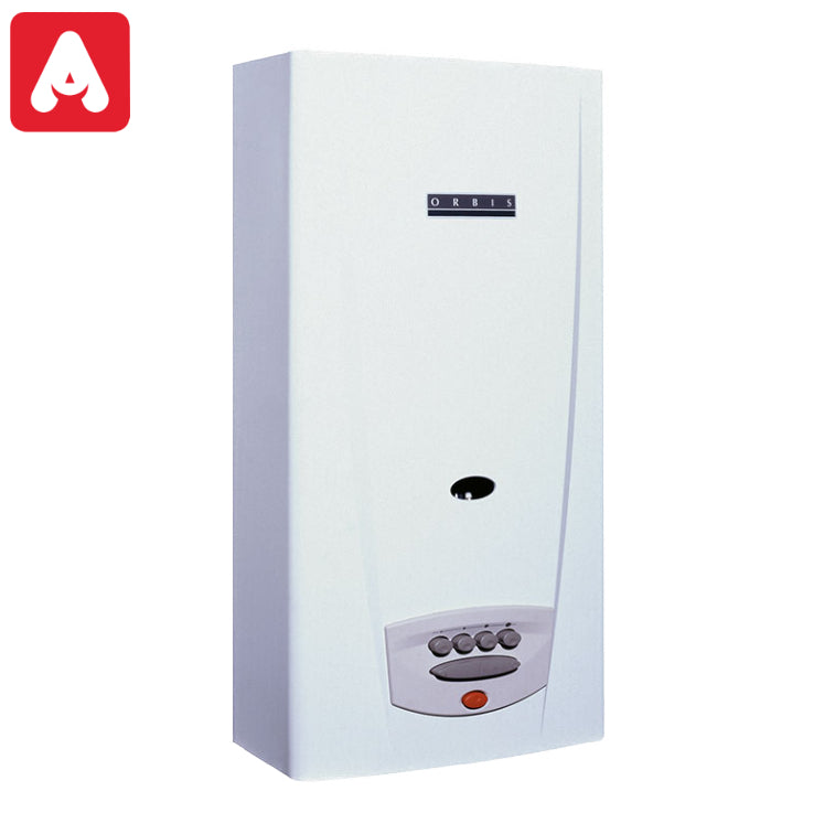 CALEFON ORBIS 315 BBO BCO GN 14 LTS. BOTONERA C/ENCENDIDO C/SENSOR HUMO