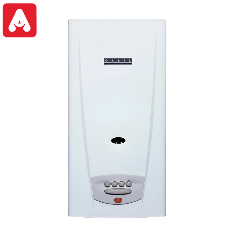 CALEFON ORBIS 315 BLO BLANCO GAS NATURAL 14 LTS. A BOTONERA - 3158