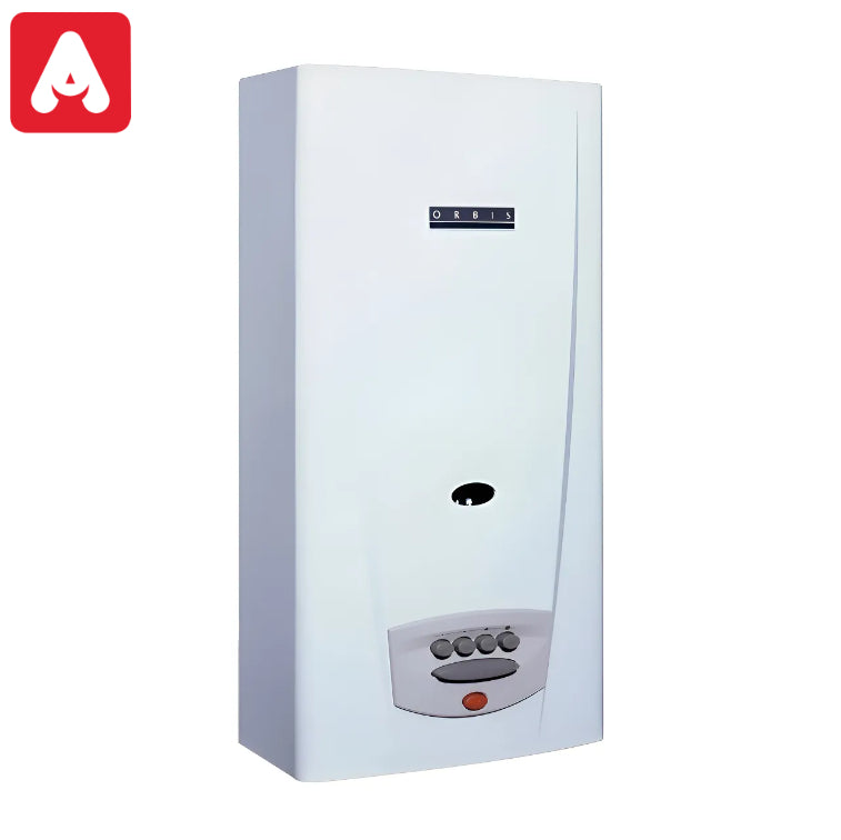 CALEFON ORBIS 315 BLO BLANCO GAS NATURAL 14 LTS. A BOTONERA - 3158