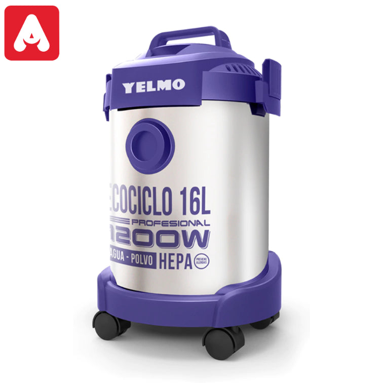 ASPIRADORA YELMO AS3314 TACHO ACERO 1200W 16LTS AGUA 4601452