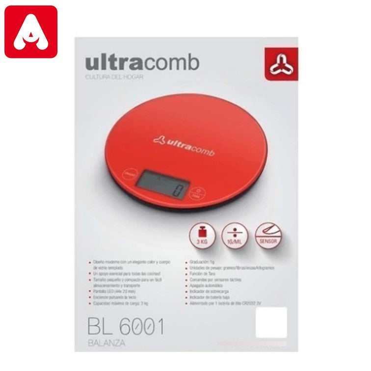 BALANZA DE COCINA ULTRACOMB BL6001 LED 3KG