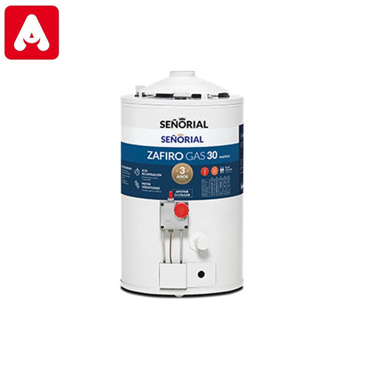 TERMOTANQUE SEÑORIAL ZAFIRO TSZP-30 30LTS.A/REC.MG.DUAL VENT SUP