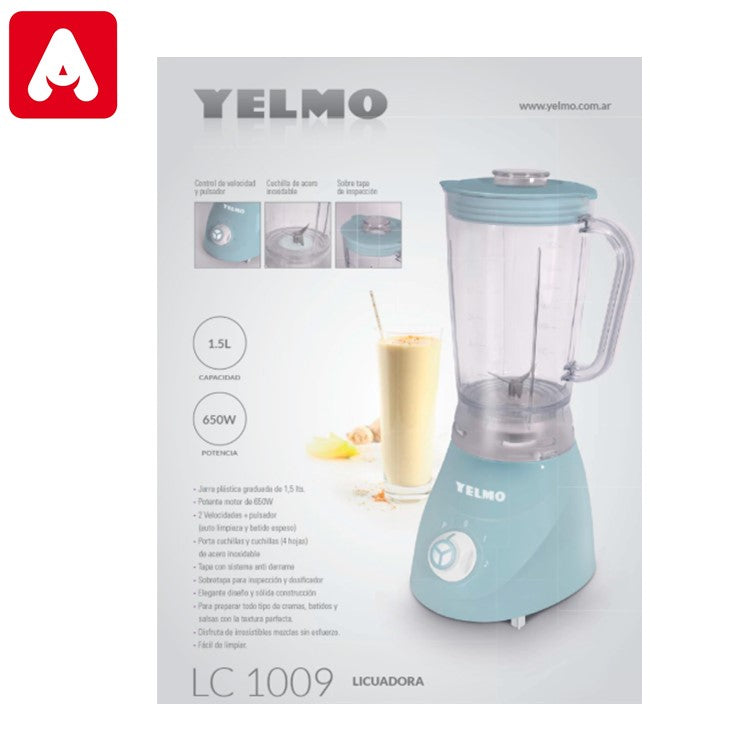 LICUADORA YELMO LC1009 JARRA PLASTICO 650W 1.5LTS