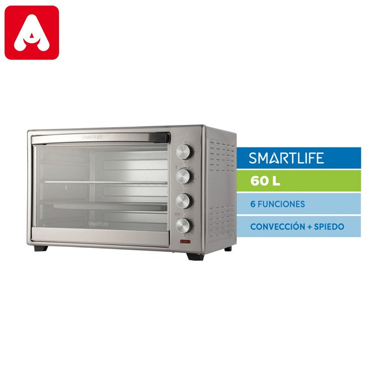 HORNO ELECTRICO SMARTLIFE TOR060 CONVECCION 60LTS 6 COCC.
