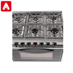 COCINA INDUSTRIAL SOL REAL 517 GNVVP VIDRIO NEGRO H/VIS.C/ PAR. 6 HORN.ACERO R/FUNDIC.