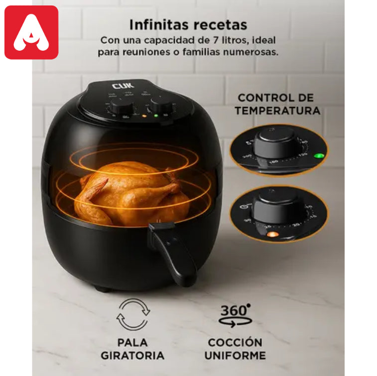FREIDORA DE AIRE GADNIC FREI0002 NEGRA 7.0LTS. CUK - 4607469