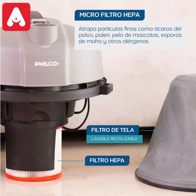ASPIRADORA PHILCO PHAST1833PI TACHO ACERO 18 LTS 1200W. - 4608139