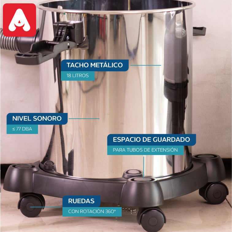 ASPIRADORA PHILCO PHAST1833PI TACHO ACERO 18 LTS 1200W. - 4608139