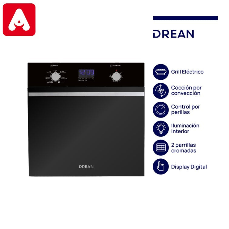 HORNO DREAN HEDR601CN ELECTRICO 60CM/RESIST.SUP/INF CONVECC/TIMER/PERILLA DIGITAL