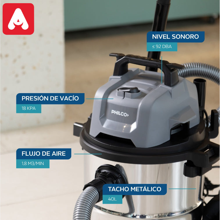 ASPIRADORA PHILCO PHAST3021PI 3 EN 1 TACHO 30LTS 1200W - 4608990