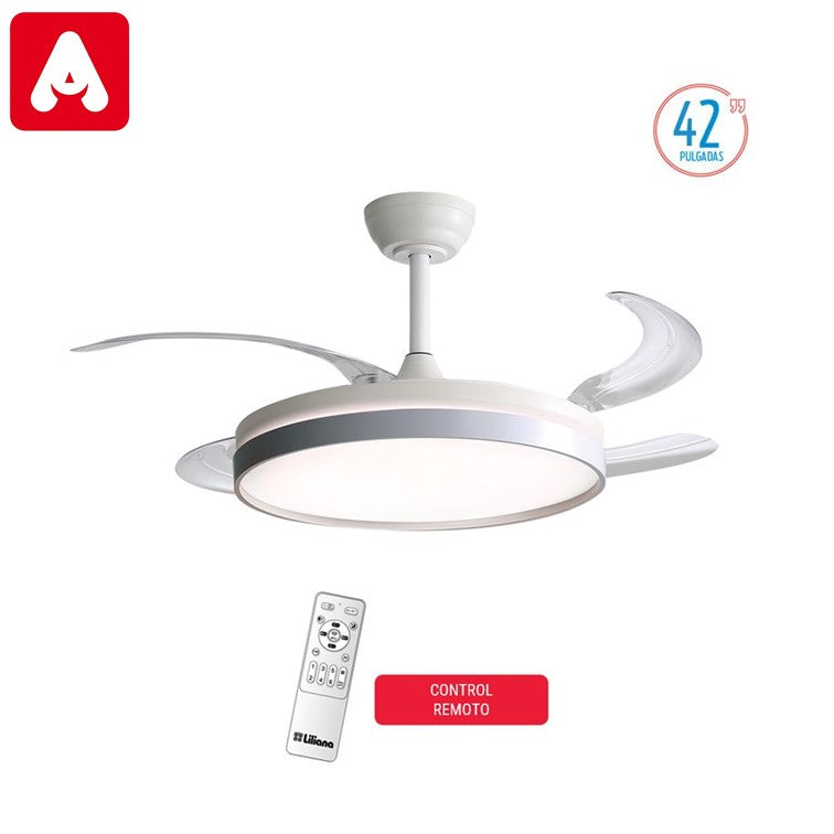VENTILADOR DE TECHO LILIANA VTHS603R RETRACTIL BLCO 4 ASPAS
