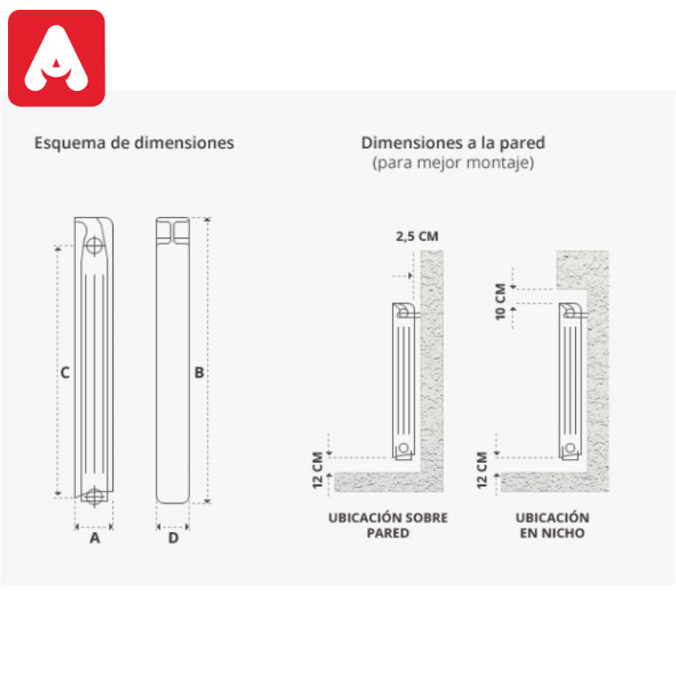 RADIADOR PEISA T X 10 ELEMENTOS 500MM ALUMINIO