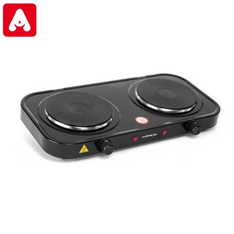 ANAFE ELECTRICO WINCO W41 2 HORNALLAS NEGRO 2000W.