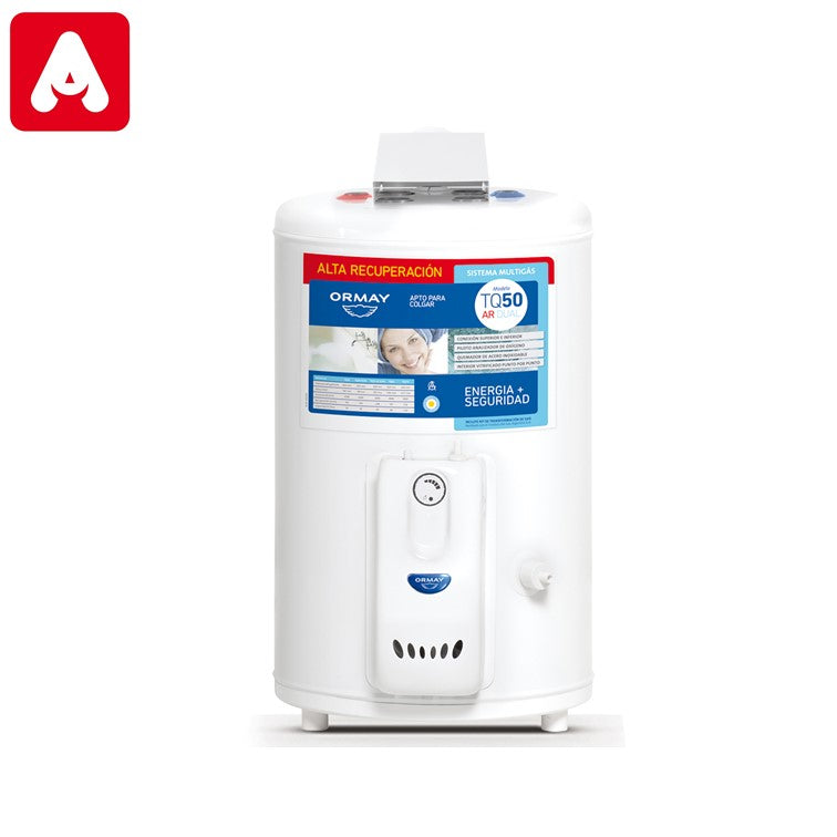 TERMOTANQUE ORMAY TQ50AR CD 050 LTS DUAL A/RECUP. SUP/INF COLG/APOY